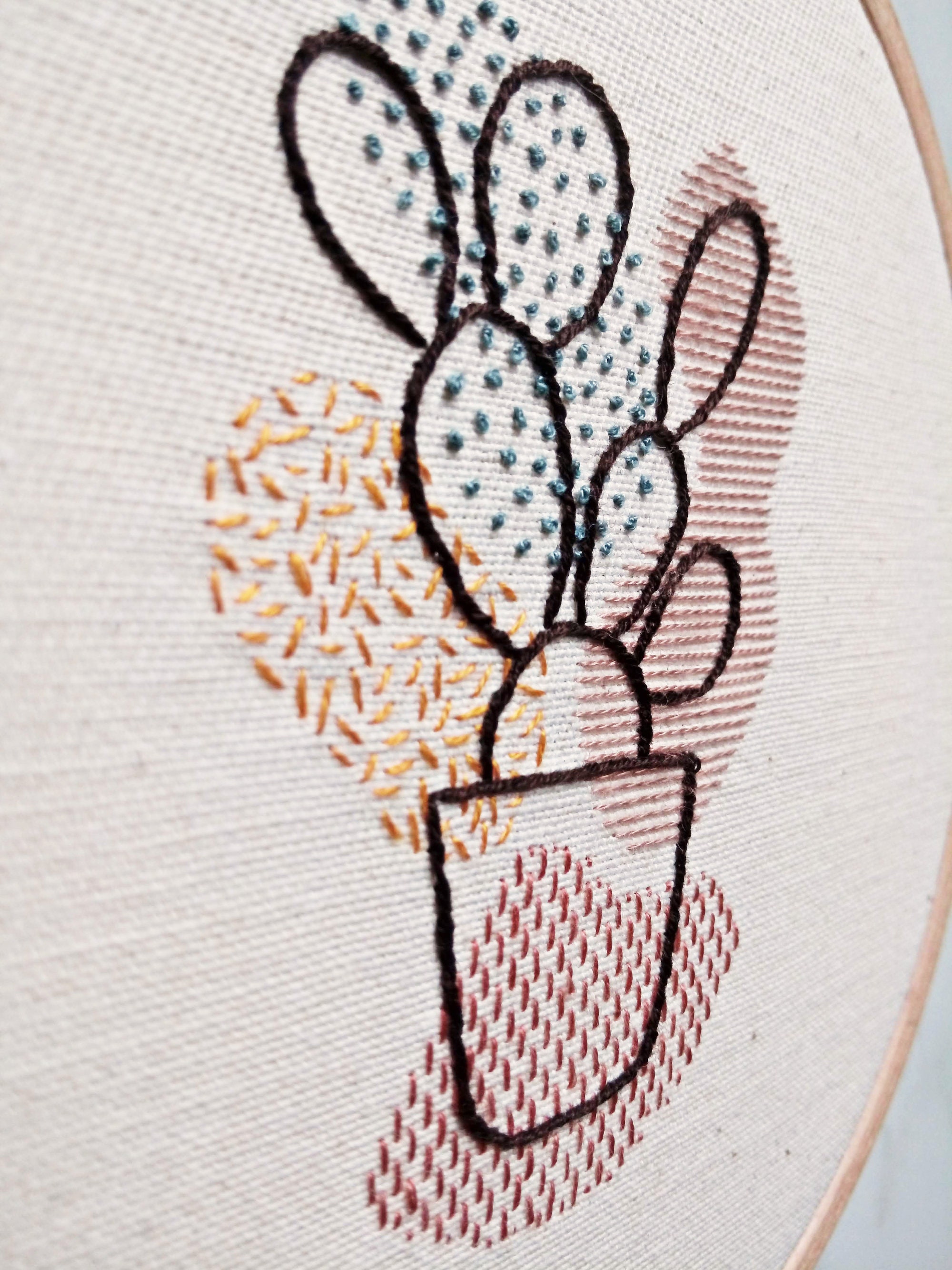 サボテンページ サボテン刺繍 PDF パターン | モダン ハンド刺繍ガイド | ウチワ