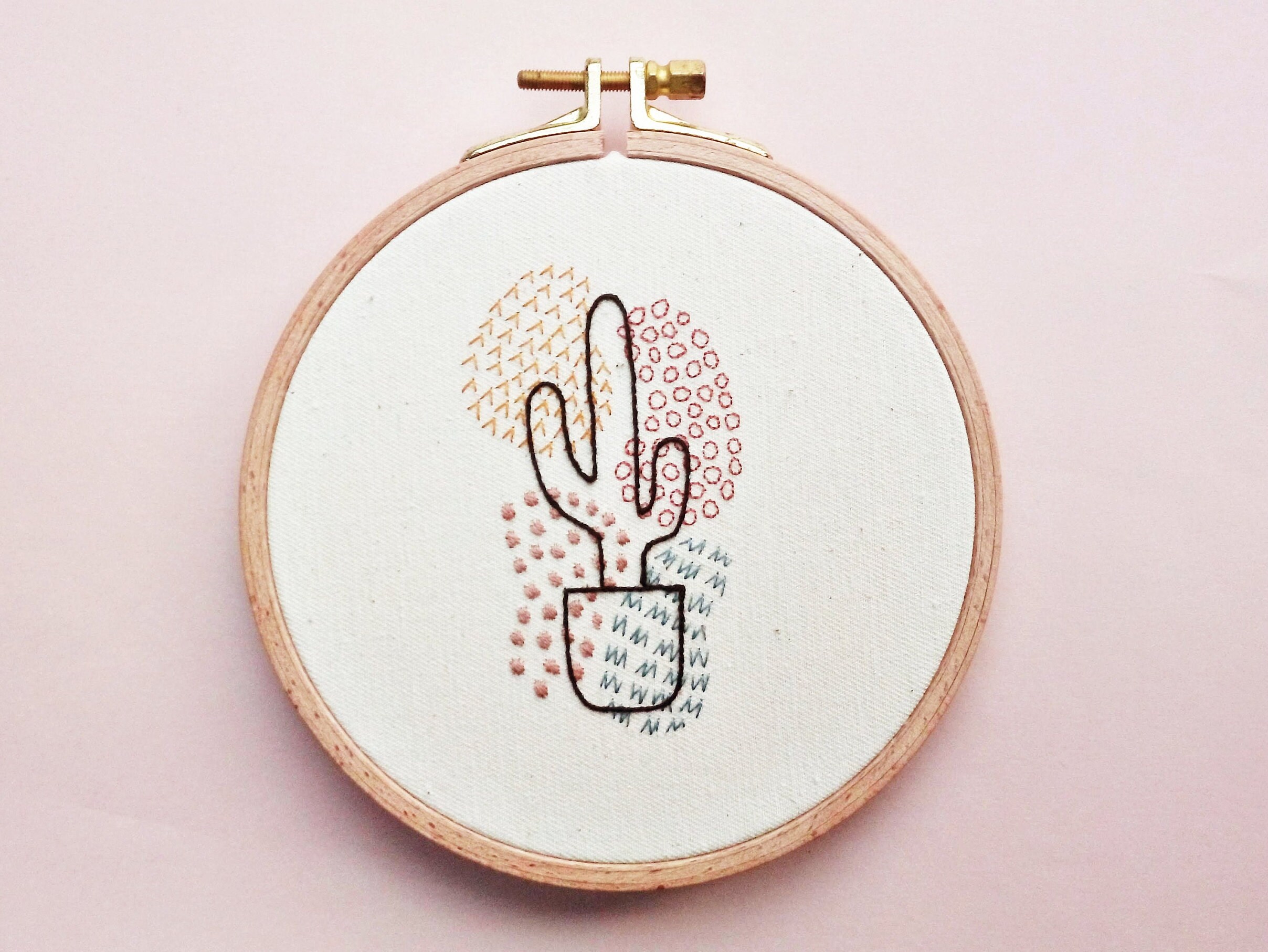 サボテンページ サボテン刺繍 PDF パターン | モダン ハンド刺繍ガイド | ウチワ