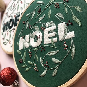 Christmas Embroidery Pattern PDF with Video Tutorials Noël Noel Modern Hand Embroidery DIY Embroidery Hoop diy Christmas Ornament image 2