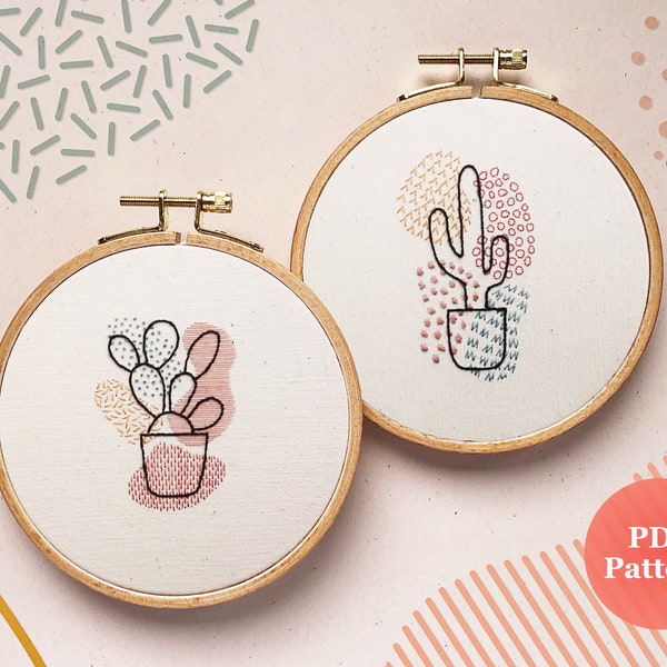 Padrão de Bordado de Cacto | Opuntia, Saguaro (Tutorial em PDF)