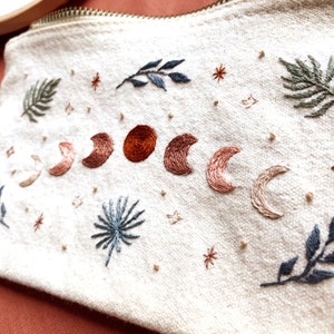 Embroidery Pouch Kit Desert Moon Moon Phases Boho Embroidery Kit Fall Craft Box Boho Hand Embroidery Kit DIY Embroidered Pouch image 2