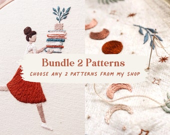 Bundle 2 Embroidery PDF Patterns | Modern Hand Embroidery | Slow Evenings | Digital Embroidery Pattern