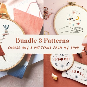 Bundle 3 Embroidery PDF Patterns | Modern Hand Embroidery | Slow Evenings | Digital Embroidery Pattern