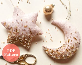 DIY-kerstornamentpatroon | Geborduurd wolvilt ornament | Kerstdecoratie PDF-patroon | Borduurpatroon | Naaipatroon