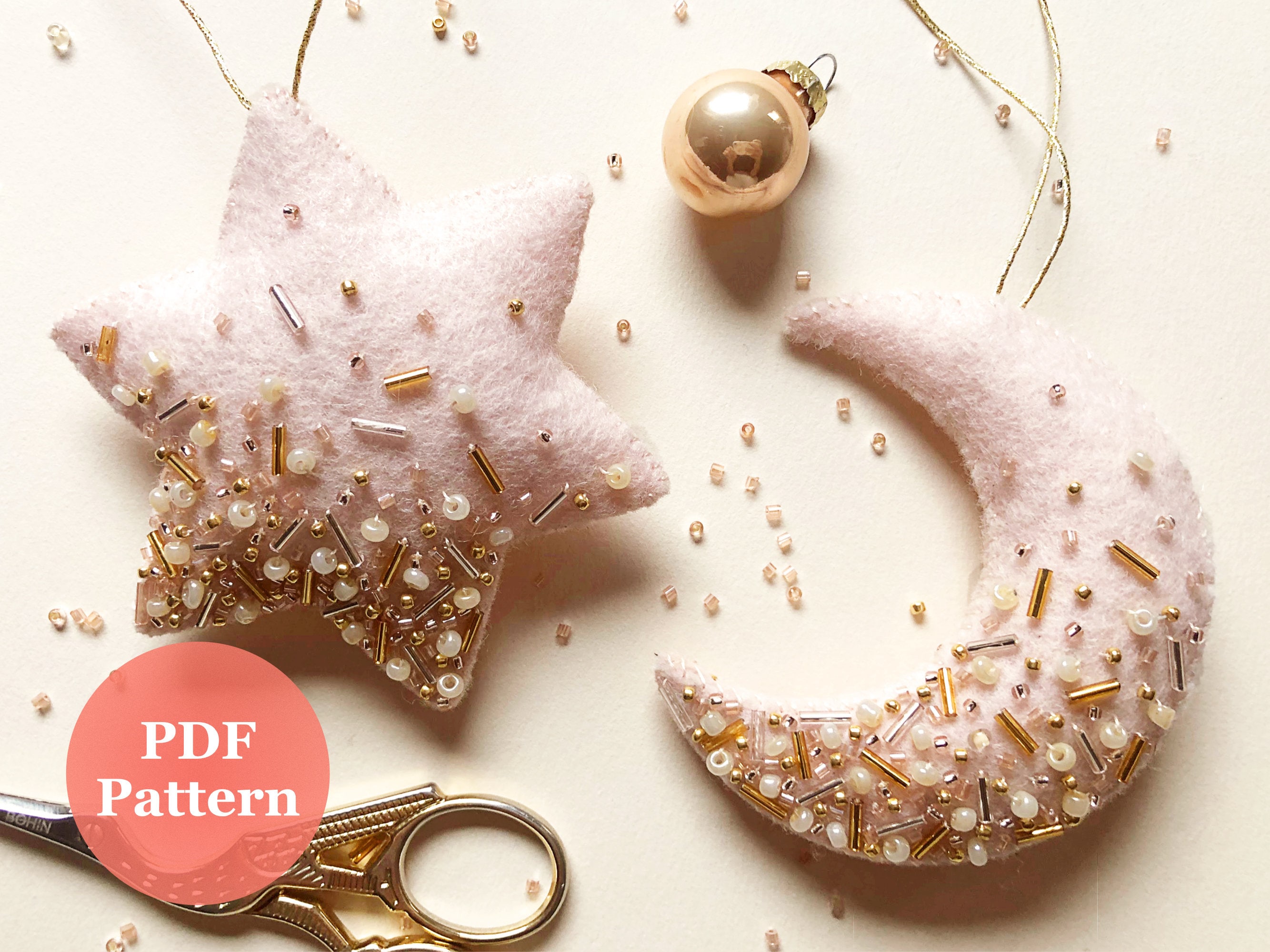 DIY Christmas Ornament Pattern | Embroidered Wool Felt Ornament | Christmas Decoration PDF Pattern | Embroidery Pattern | Sewing Pattern