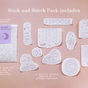 Stick and Stitch Stickpackung Celestial Modernes Stick-Sticker-Sticker-Pack Stickpackung für Kleidung Bastelset DIY T-Shirt-Kit Bild 7