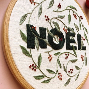 Christmas Embroidery Pattern PDF with Video Tutorials Noël Noel Modern Hand Embroidery DIY Embroidery Hoop diy Christmas Ornament image 5