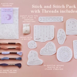 Stick and Stitch Stickpackung Celestial Modernes Stick-Sticker-Sticker-Pack Stickpackung für Kleidung Bastelset DIY T-Shirt-Kit Bild 8