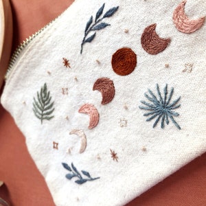 Embroidery Pouch Kit Desert Moon Moon Phases Boho Embroidery Kit Fall Craft Box Boho Hand Embroidery Kit DIY Embroidered Pouch image 5