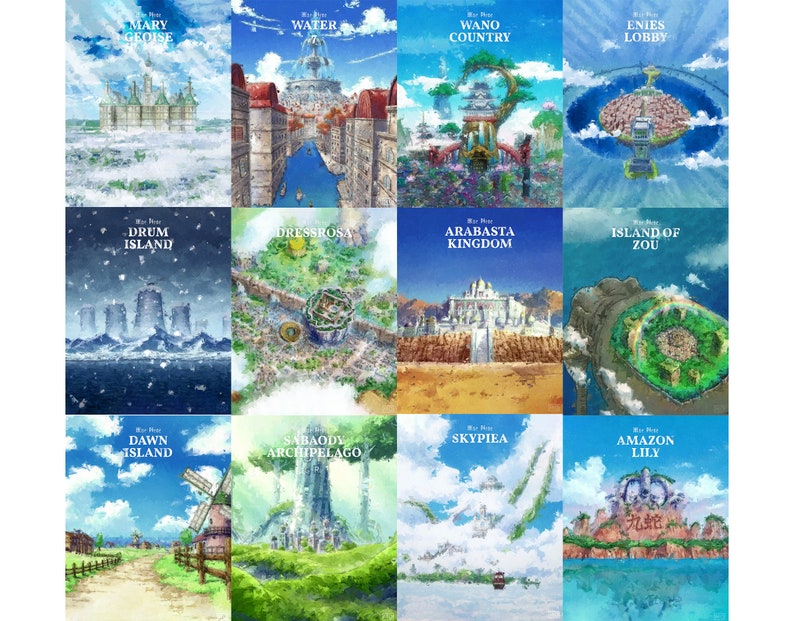 Locations & Islands Art Poster One Piece Anime Etsy