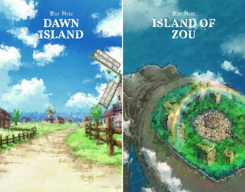 Locations & Islands Art Poster One Piece Anime Etsy