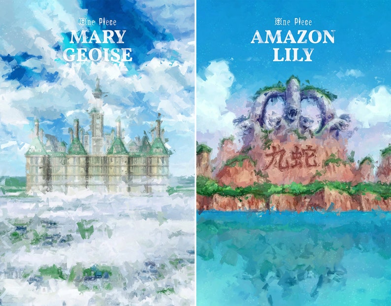 Locations & Islands Art Poster One Piece Anime Etsy