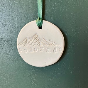 Colorado Clay Ornament, Handmade Clay Ornament, Holiday Decor, Christmas Ornaments, Mountain Ornament