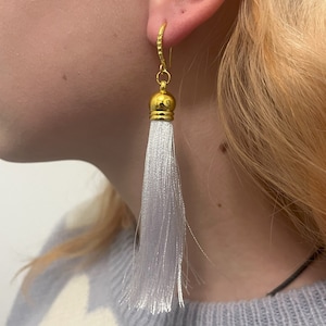 End Cap Tassel Earrings / Sterling Earrings / Bohemian Earrings / Freestyle earrings / Costume Decorations / Dance Earrings / Golden Earring