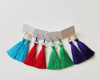 Small Tassel Earrings / Sterling Silver Earrings / Bohemian Earrings / Freestyle earrings / Costume Decorations / Dance Earrings / Earrings
