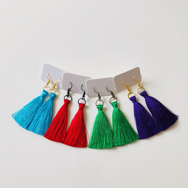 Small Tassel Earrings / Sterling Silver Earrings / Bohemian Earrings / Freestyle earrings / Costume Decorations / Dance Earrings / Earrings