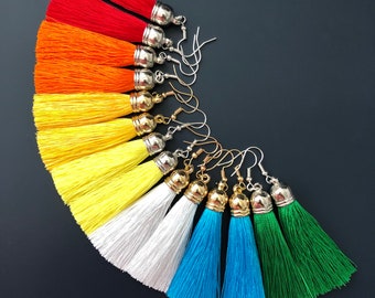 Tassel Earrings / Sterling Silver Earrings / Bohemian Earrings / Freestyle earrings / Costume Decorations / Dance Earrings / Golden Earrings