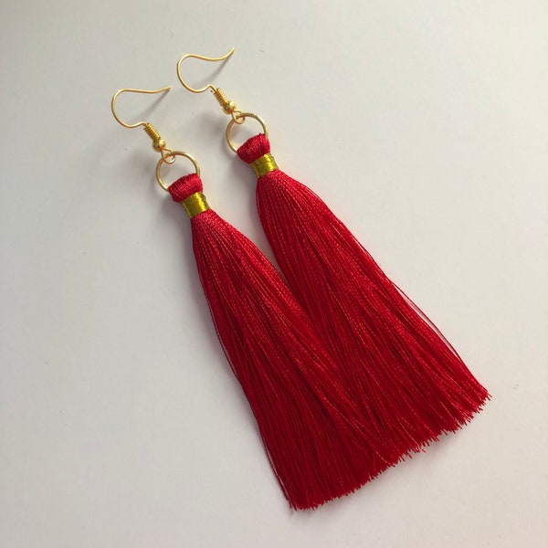 Tassel Earrings / Sterling Silver Earrings / Bohemian Earrings / Freestyle earrings / Costume Decorations / Dance Earrings / Golden Earrings