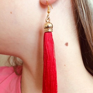 End Cap Tassel Earrings / Sterling Earrings / Bohemian Earrings / Freestyle earrings / Costume Decorations / Dance Earrings / Golden Earring image 4