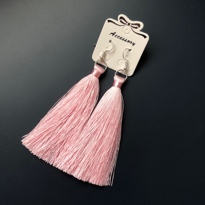Pink Tassel Earrings Etsy UK