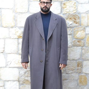 Sobretudo de lã Canali vintage selecionado para homens - Casaco longo de inverno sob medida - Designer italiano de luxo silencioso - Moda masculina minimalista dos anos 90