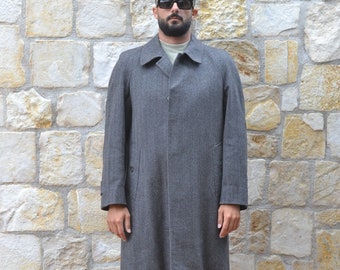 70年代のヘリンボーンコート、ヴィンテージウールコートメンズ