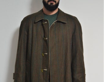 BURBERRY reversible vintage wool mens trench coat / burberry mens / wool coat / tweed overcoat