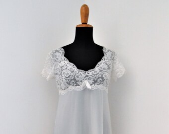Vintage slip dress /regency gown/ lace sheer nightgown / vintage wedding lingerie