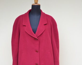 Plus size 90's vintage red wool coat women