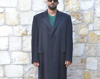 Y2K Corneliani, Loro Piana Coat - Blue Wool Coat Men, Cashmere Coat, Classic Mens Overcoat, Mens Winter Coat, Luxury Coat, Vintage Clothing