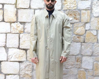 CERRUTI 1881 - 80s Vintage Beige Trench Coat Men, Mens Rain Coat, Autumn Mens Overcoat, Vintage Clothing