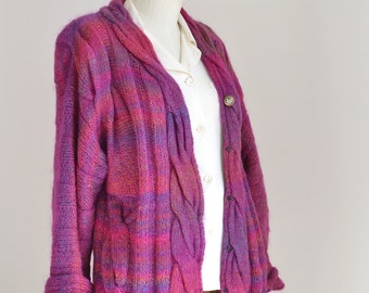 Oversized Chunky Knit and Mohair Cardigan Size M, Aviù Long