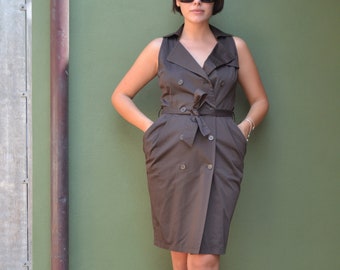 90's brown safari wiggle dress