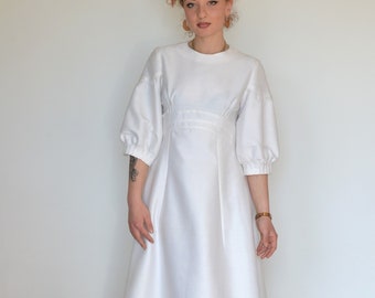 1960s wedding dress / puff sleeve dress / vintage wedding dress