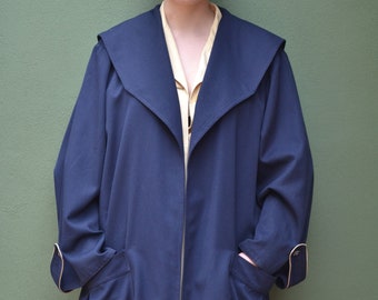 Dark Blue Sailor Collar Coat Women - Etsy