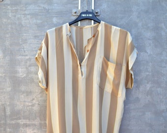 Striped vintage silk blouse / dolman sleeve top