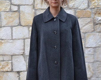 Wool Coat, Gray Wool Coat Women, Winter Coat Women, Asymmetrical Wool Coat,  Womens Coat Vintage, Autumn Winter Outerwear, Ylistyle C257501 