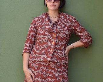 1960's brown two-pieces vintage dress suit, vintage mod set, vintage mod dress and jacket