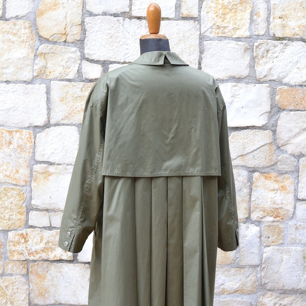 NIXMAR by Lancetti - trench-coat femme vert olive des années 90 / trench-coat plissé