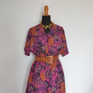Floral plus size shirt summer dress, plus size vintage womens clothing