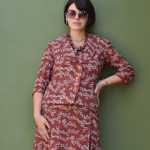 1960's brown two-pieces vintage dress suit, vintage mod set, vintage mod dress and jacket image 1