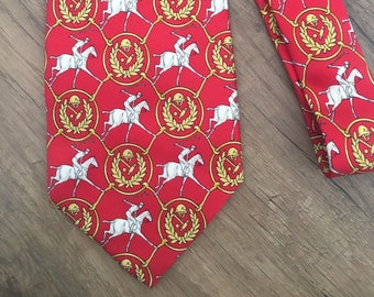 Fendi - 90s red riding pattern silk tie