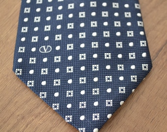 Valentino vintage tie / blue neck tie / Made in Italy silk tie / gift for men