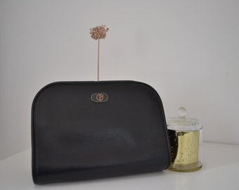 NAZARENO GABRIELLI - vintage leather bag, black woman vintage purse bag, vintage clutch bag, designer bag