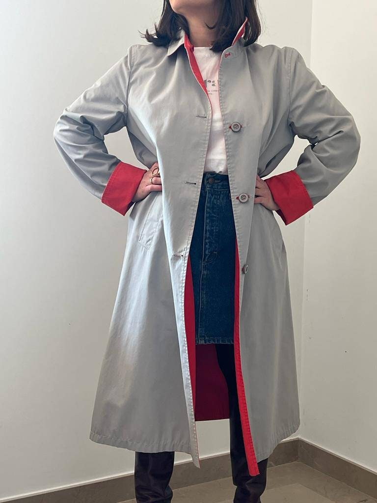 1970s Reversible Spring Cotton Womens Light Trench Coat 1970s Reversible Spring Cotton Womens Light Trench Coat