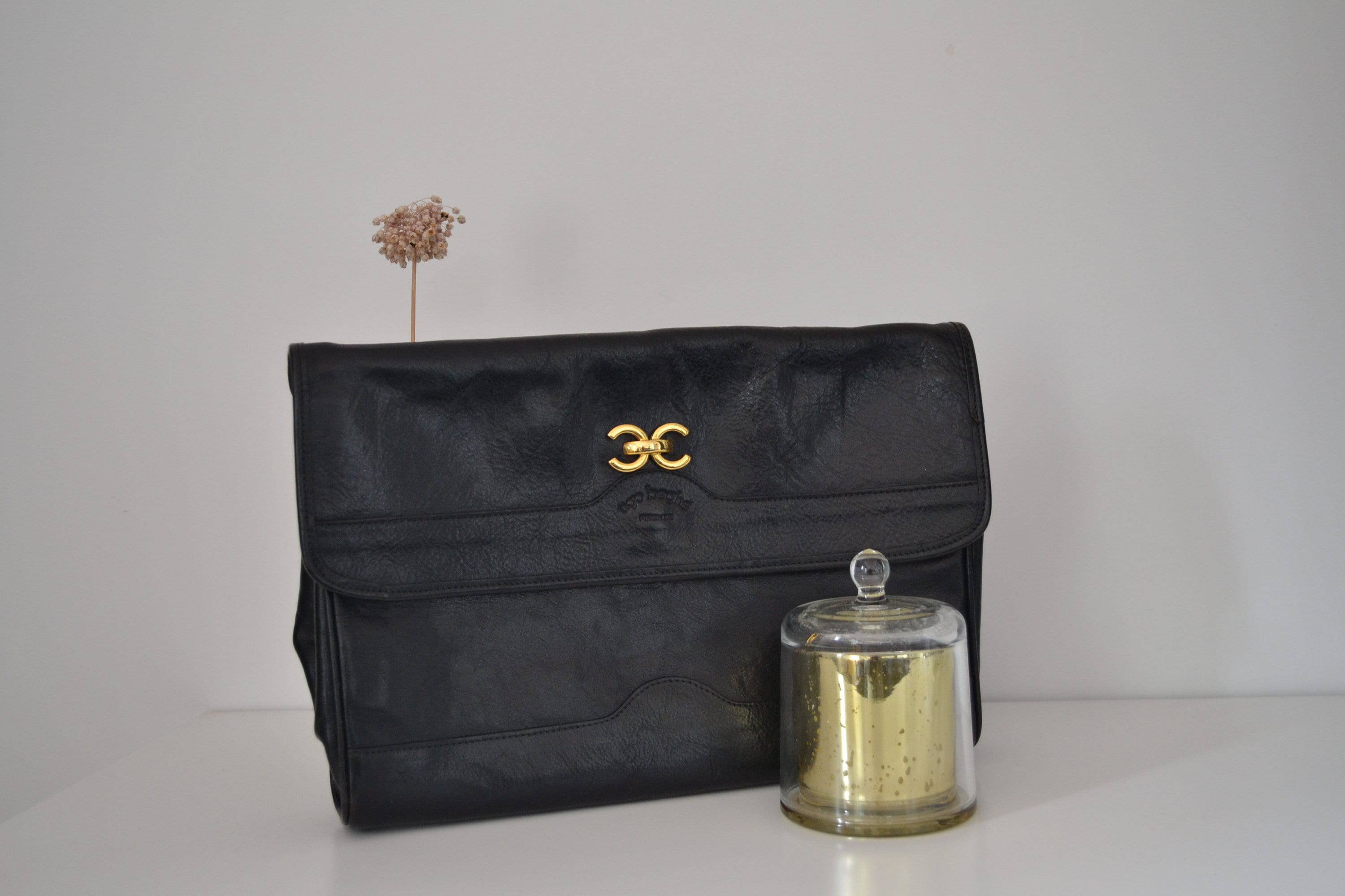 Ugo Beghe Borsa vintage a mano borsello vintage nero pochette vintage Etsy Italia