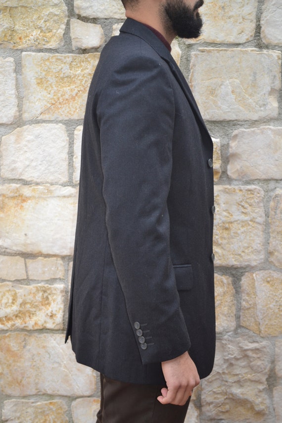 Vintage anthracite grey blazer, 1980s mens wool j… - image 2