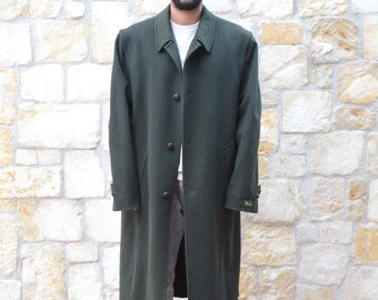 Rare Vintage Oversized Green Loden Coat by Merlet – Size 60