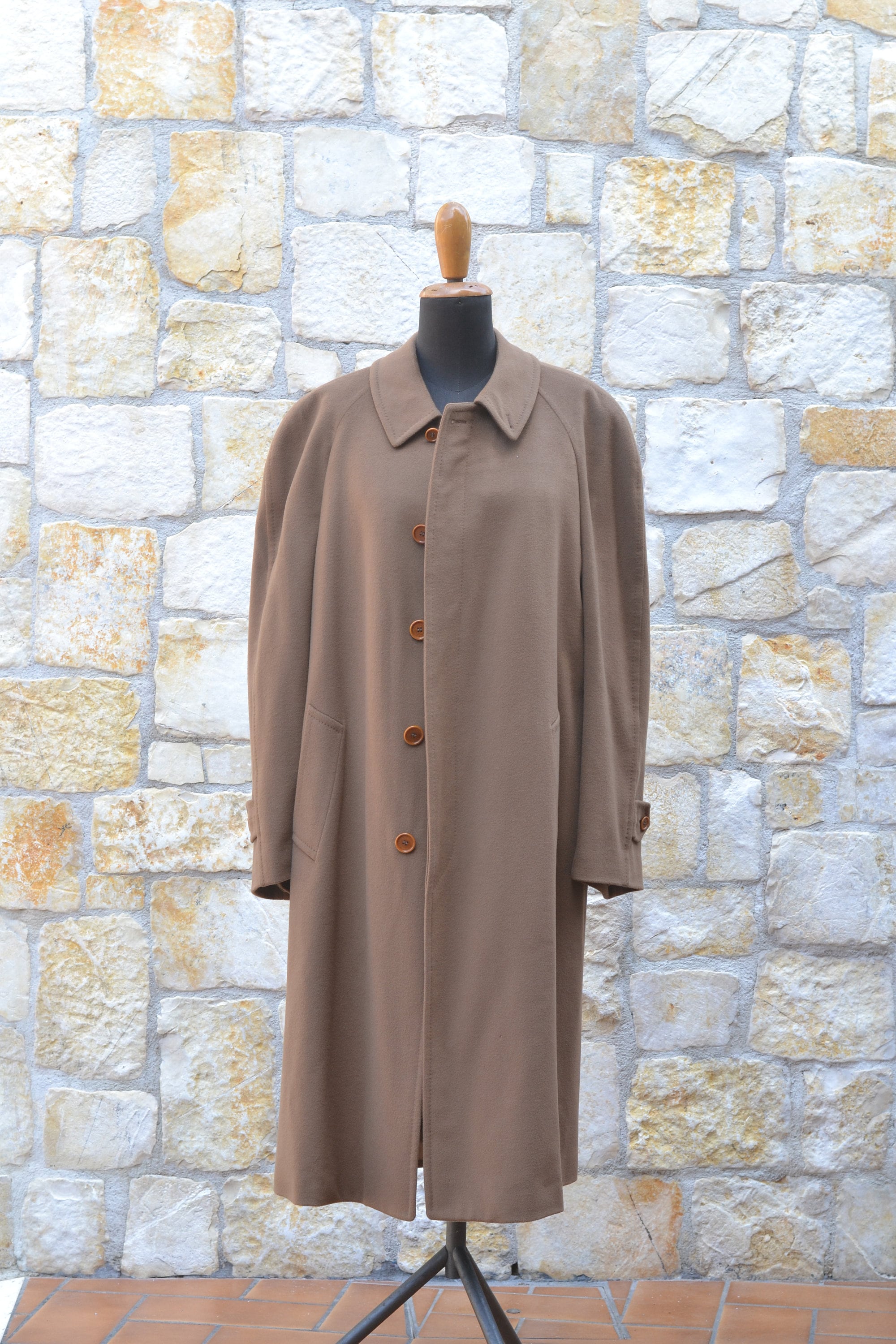 Loro Piana 90s Wool and Cashmere Coat Men, Long Camel Wool Coat