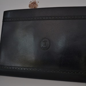 Trussardi vintage leather bag, black woman vintage purse bag, vintage clutch bag, ita bag image 2